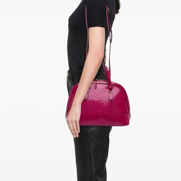 Gucci Style # 309617 Micro1Guccissima Convertible Med Dome Patent Leather - EUC! - Picture 9 of 16